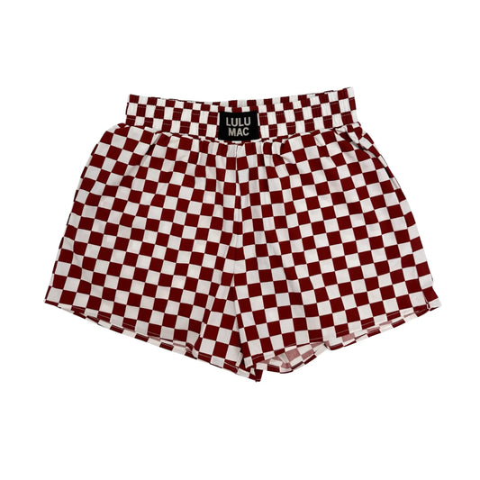 BXCK-MAROON/WHITE CHECK BOXER SHORT Girlie Girl Originals