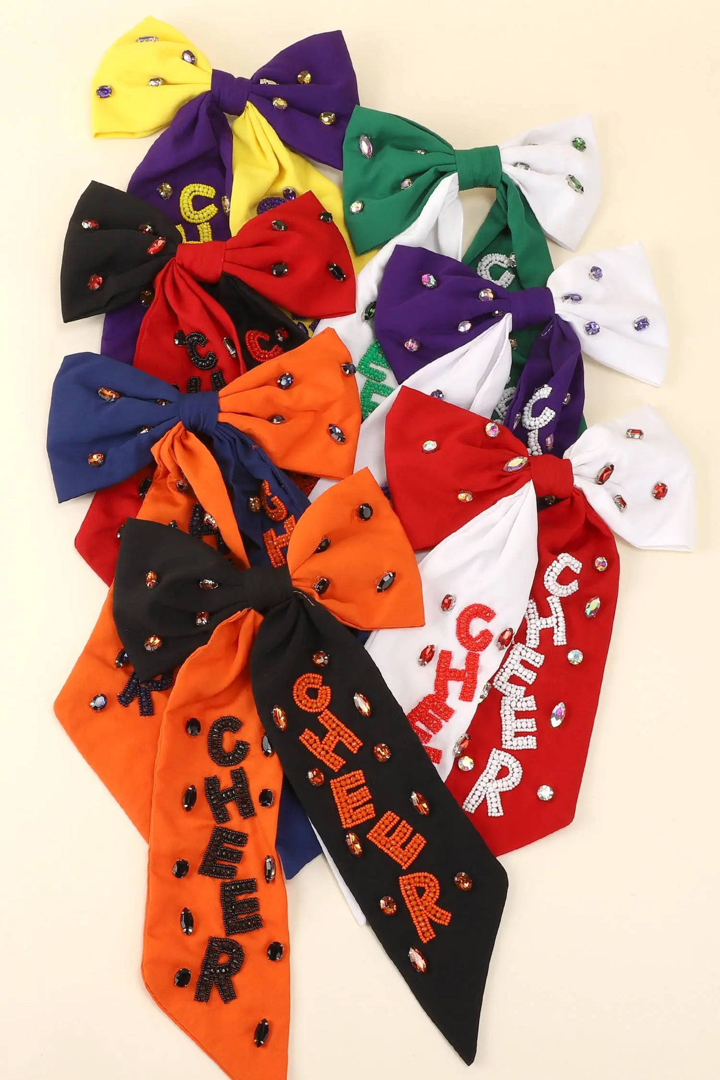 Game Day Cheer Embroidered Bow Barrette Hair Clip SP Sophia Collection