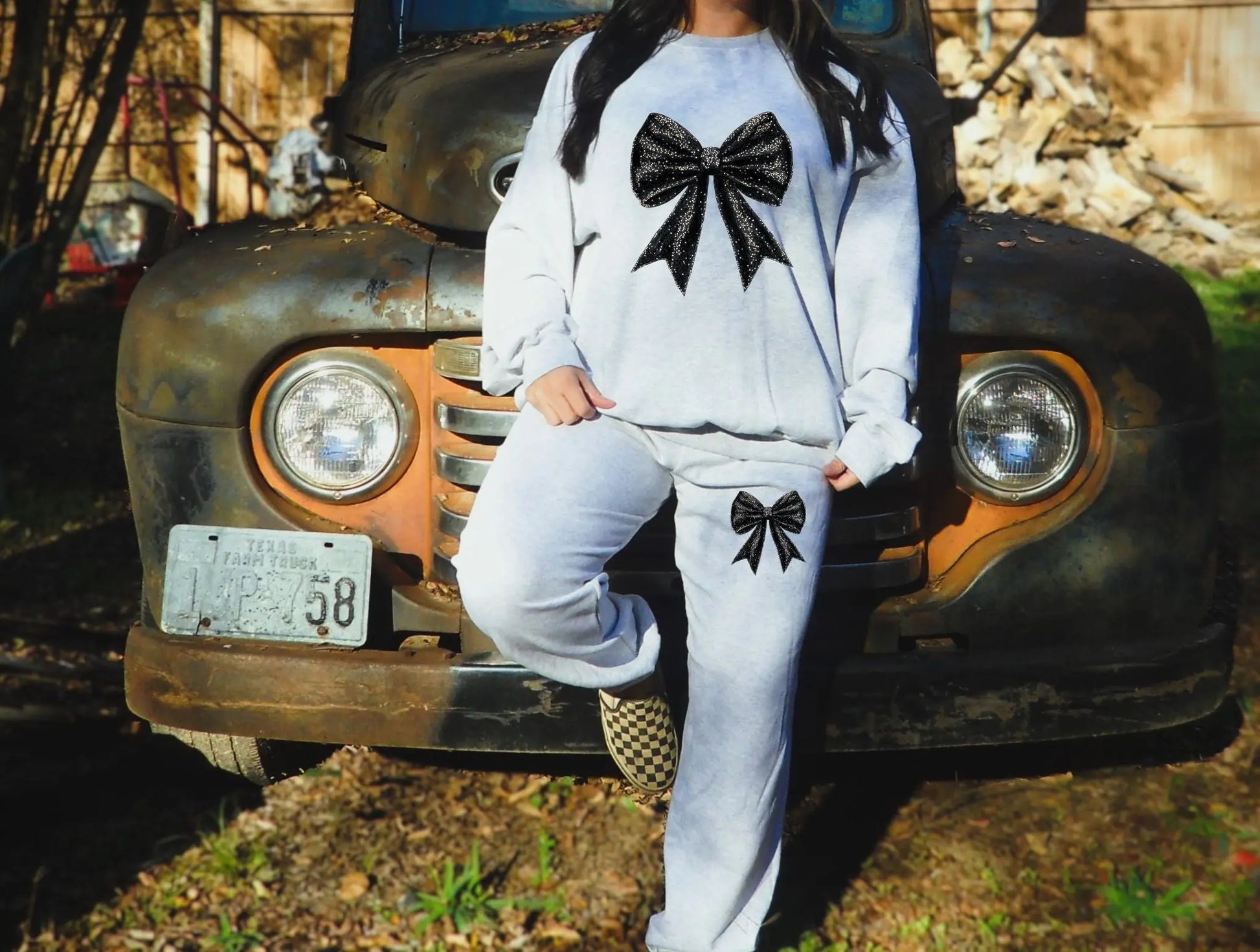 Black faux glitter bow  (add pocket for smaller) - Branded By Barta