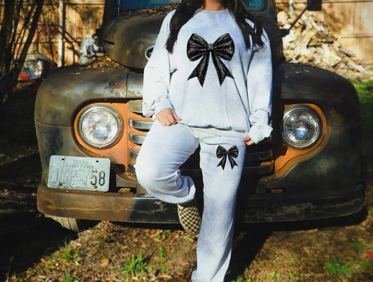 Black faux glitter bow  (add pocket for smaller) - Branded By Barta