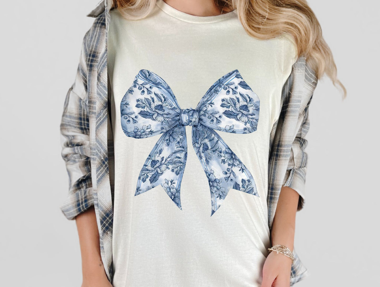 Blue floral bow