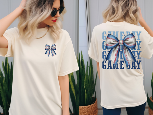 Baseball blue stacked bow