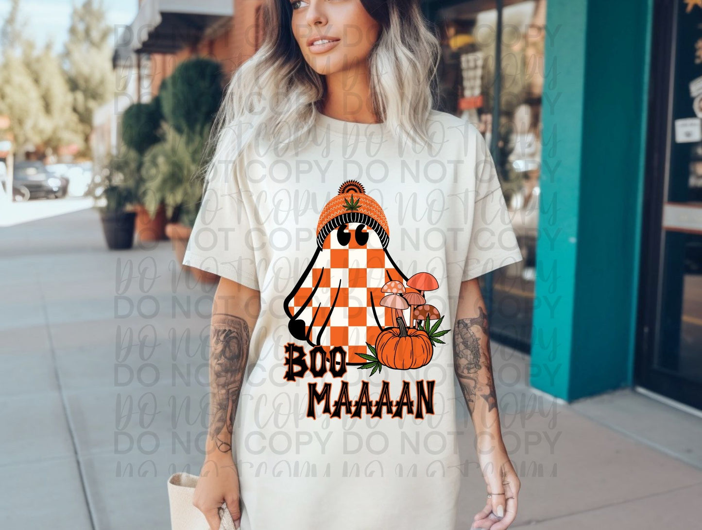 Boo Man orange checkered ghost