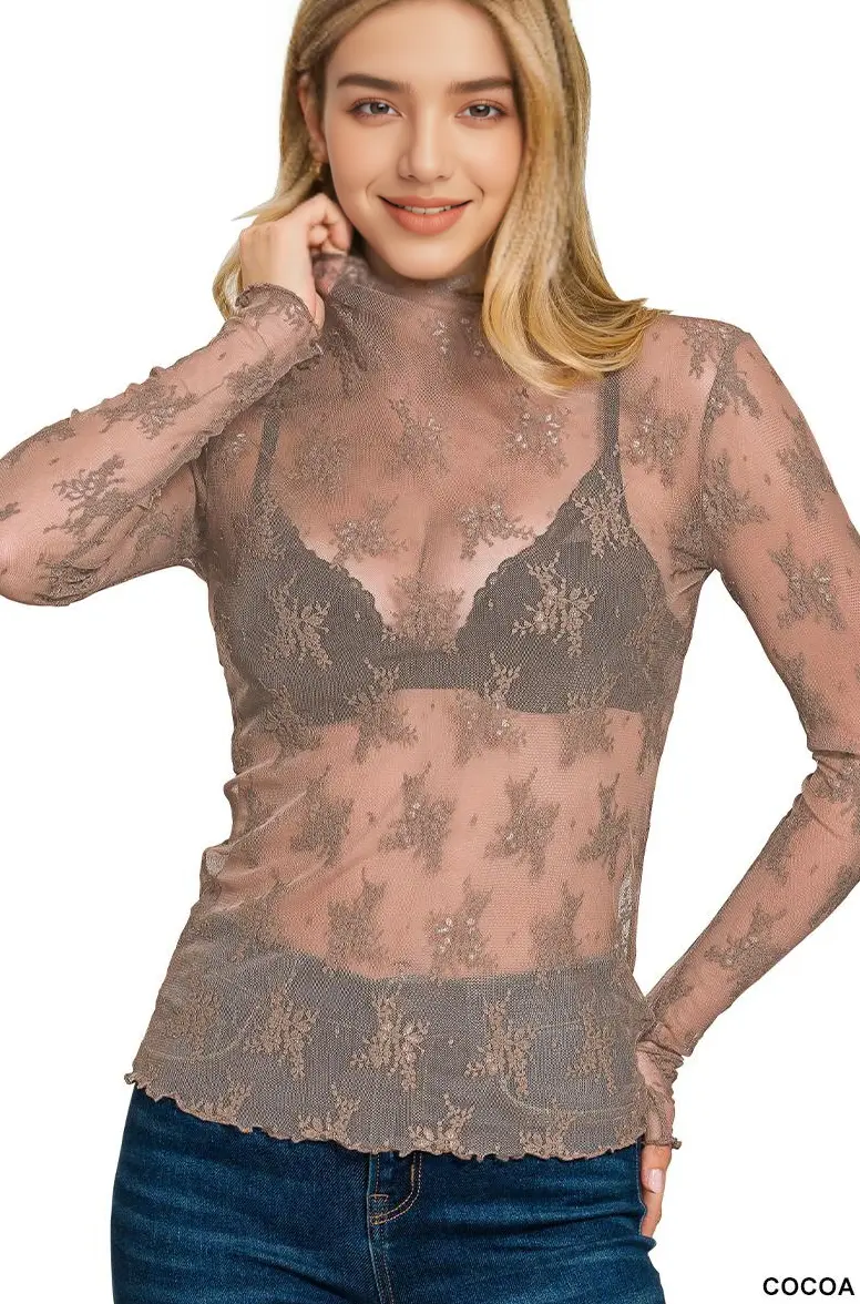 Lace See Through Layering Top As shown 42POPS