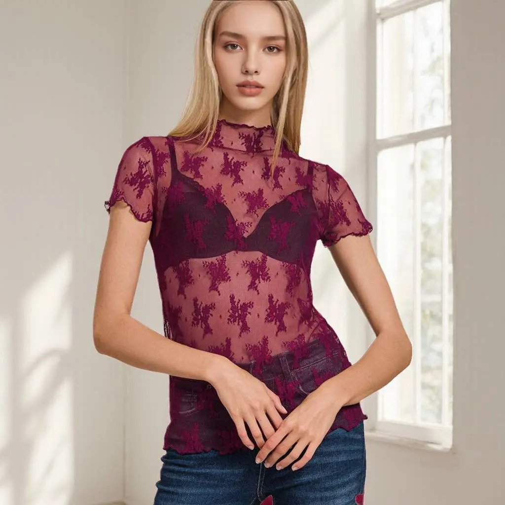 Lace See Through Layering Top As shown 42POPS