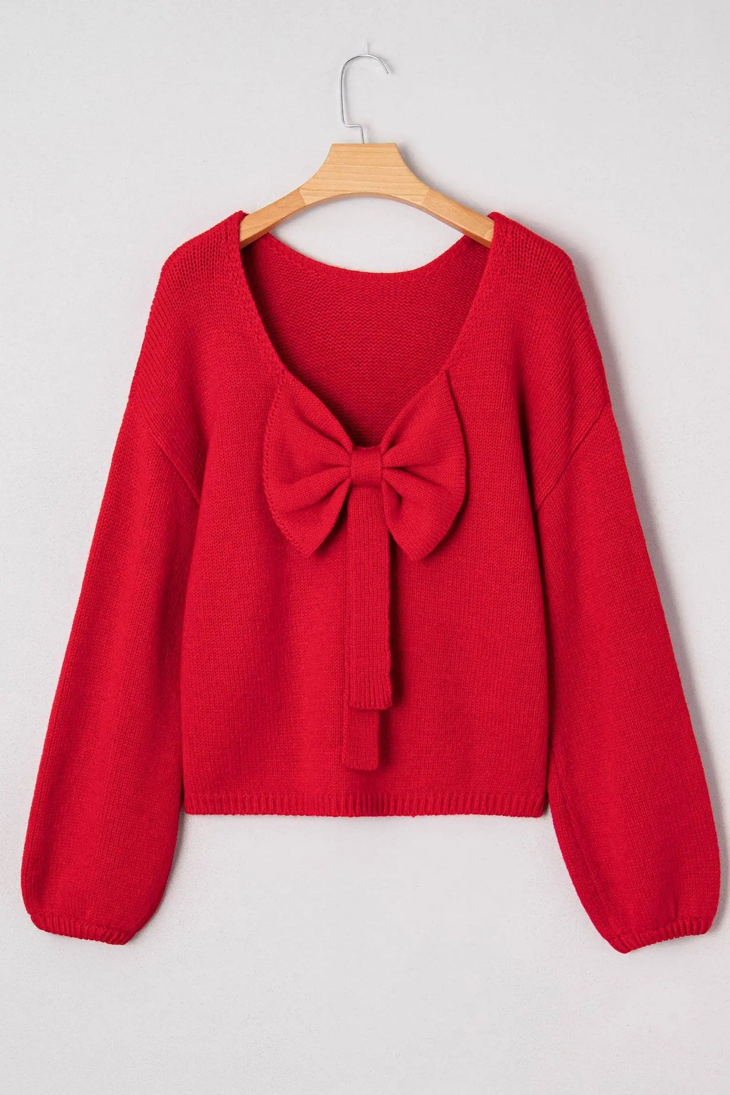 Bow Backless Bubble Sleeve Festive Sweater Little Daisy Closet