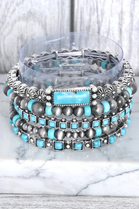 Assorted 4 Piece Western Style Beaded Bracelet Set SP Sophia Collection