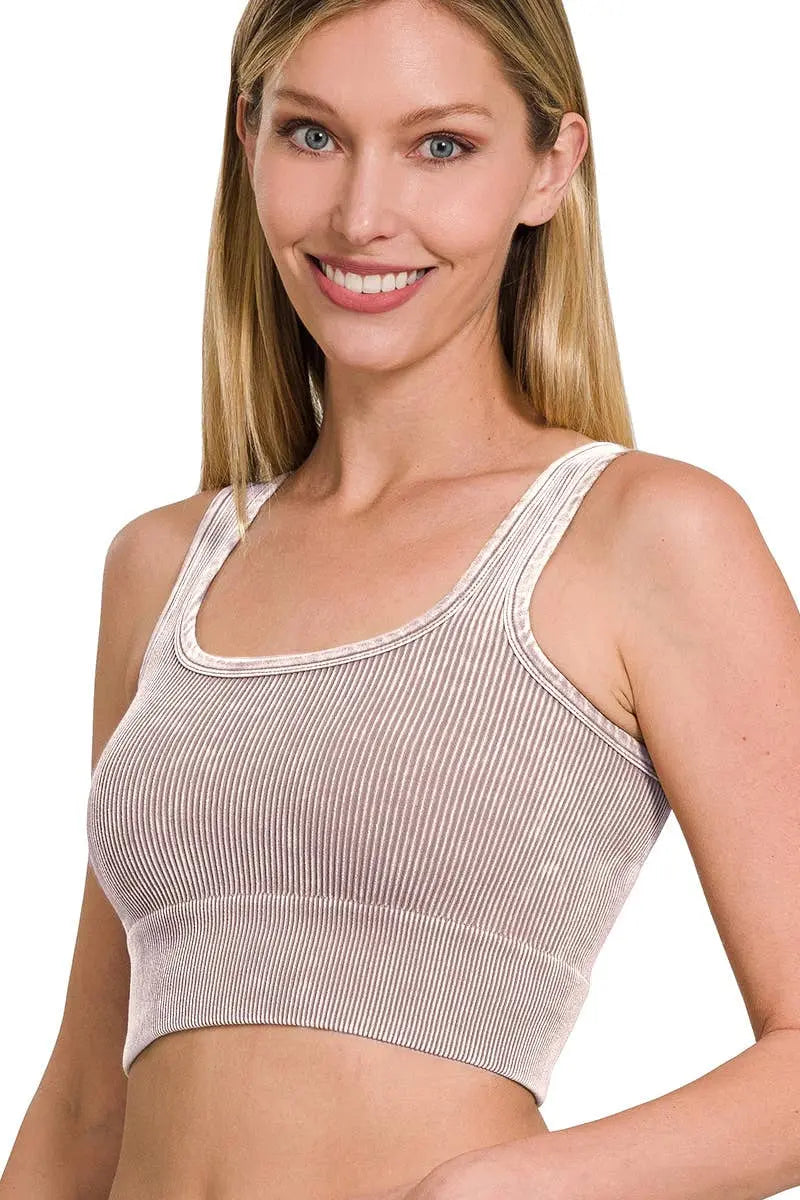 Washed Rib Square neck Crop Tank - Branded By Barta