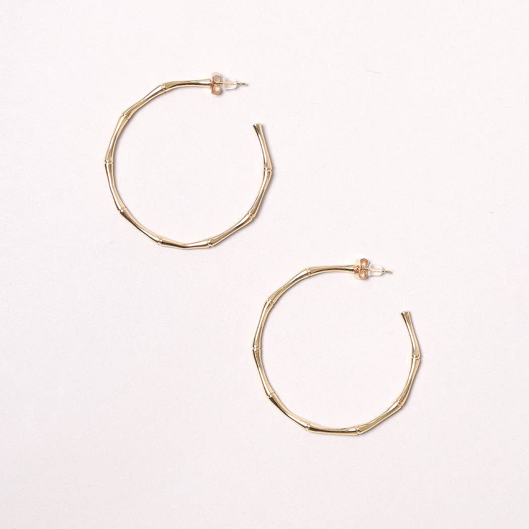 14K Gold-Dipped Textured Hoop Post Earring