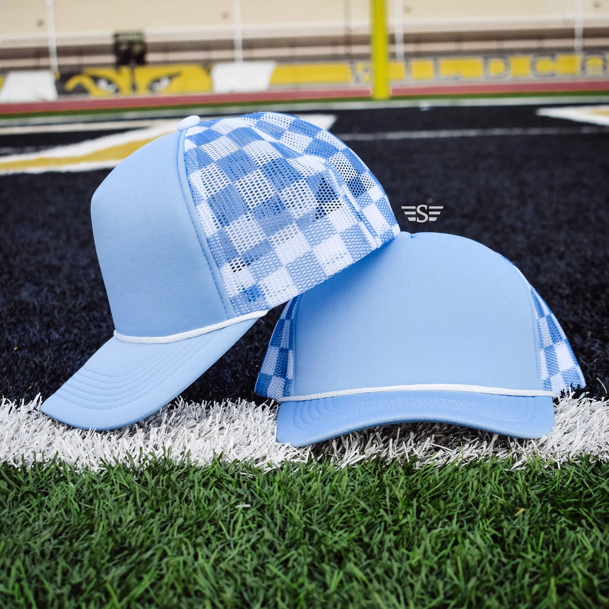 Checkered Mesh Back Foam Trucker Cap Flying S Company