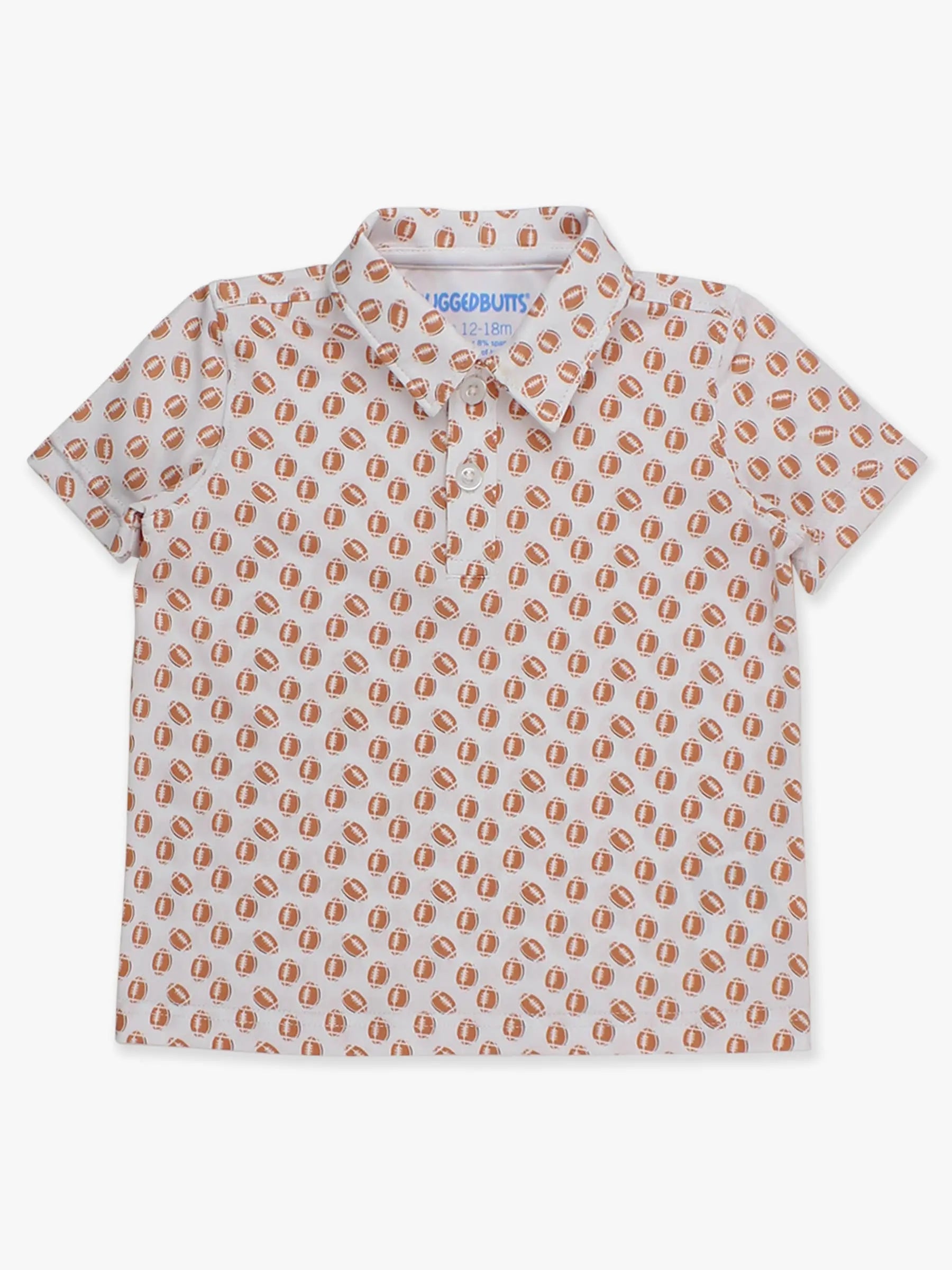 Boys Football Frenzy Knit Short Sleeve Performance Polo RuffleButts + RuggedButts