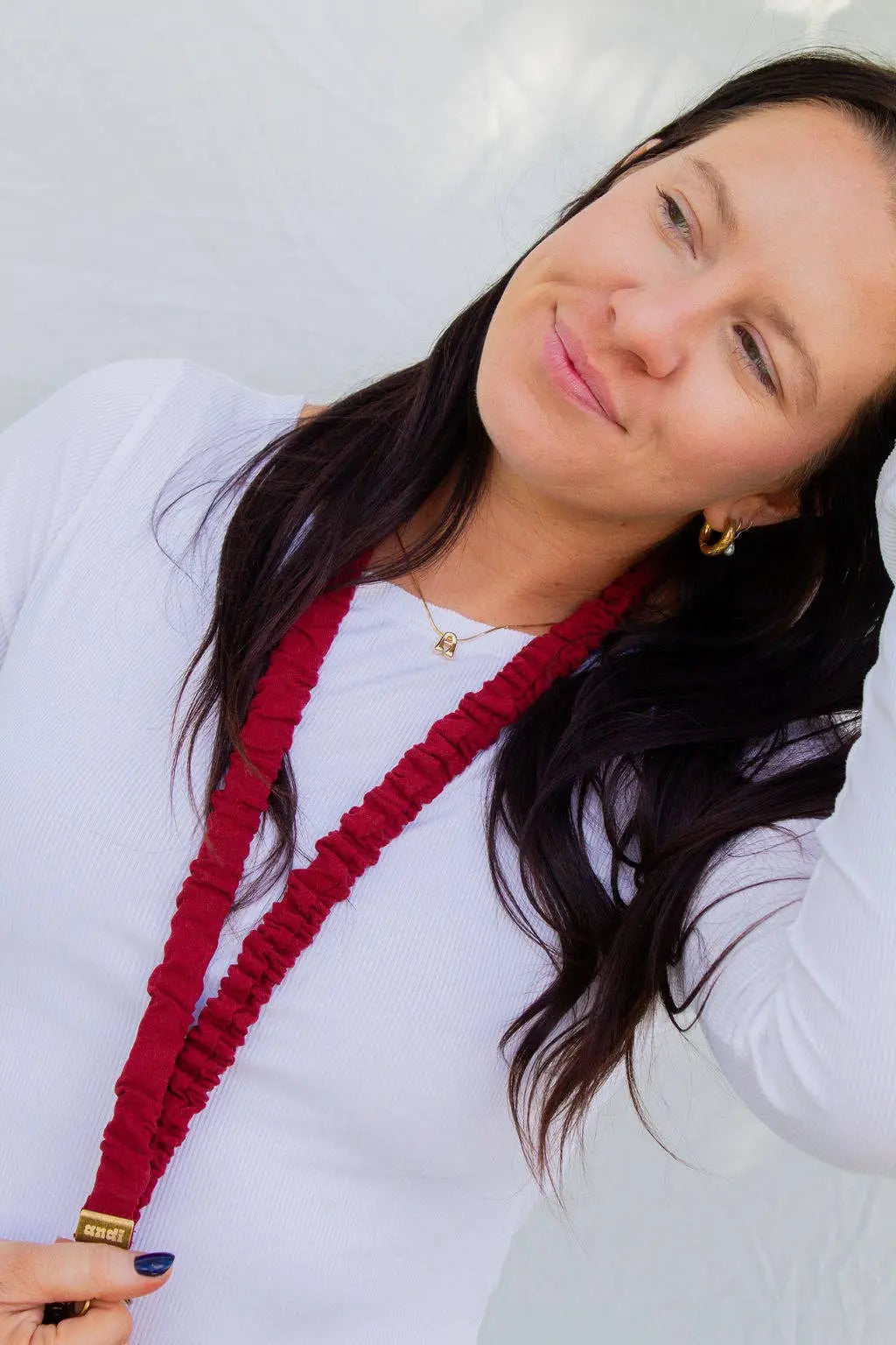 Maroon Linen Lanyard Shop Andi