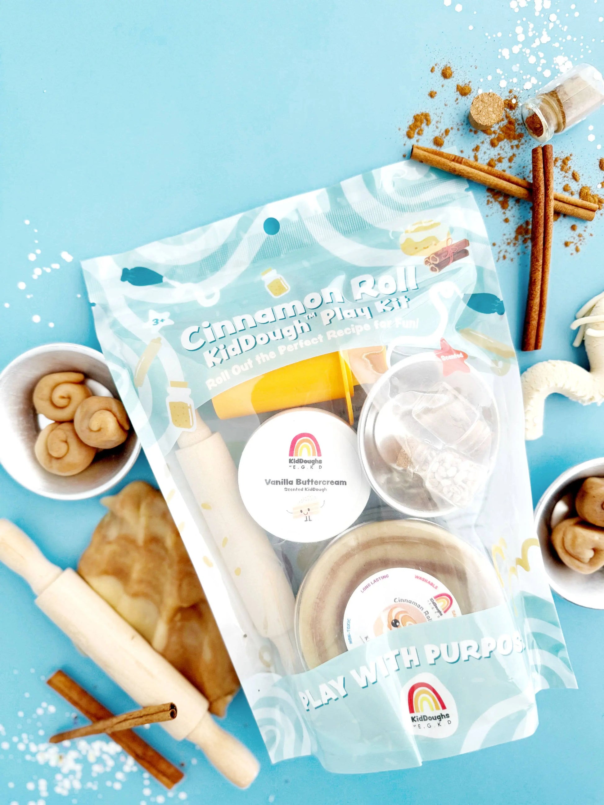 Cinnamon Roll KidDough Play Kit Earth Grown KidDoughs (KidDoughs by EGKD)