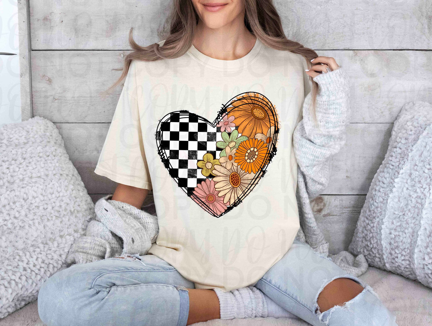 Groovy Checkered Heart Floral