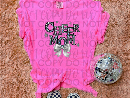 Cheer mom silver bow