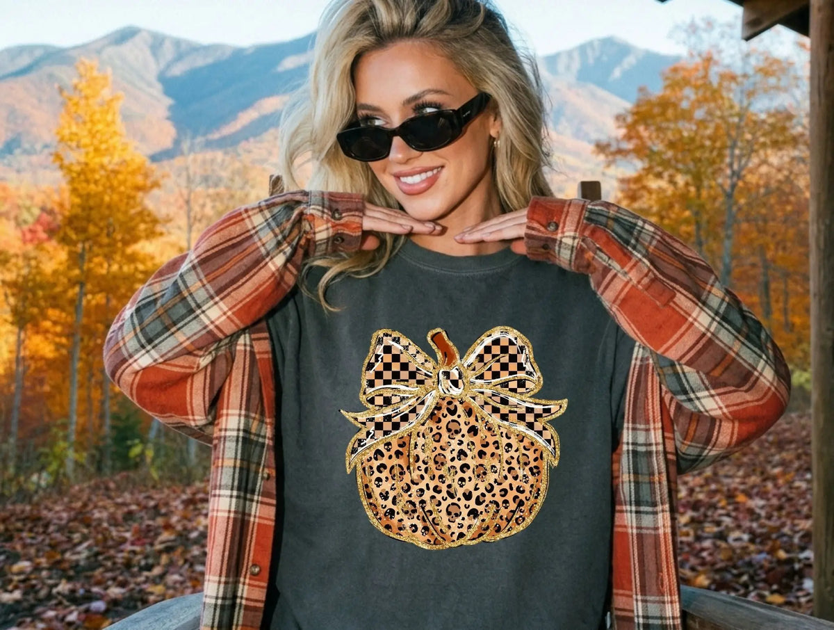 Leopard Pumpkin Bow Fall Graphic brandedbybarta