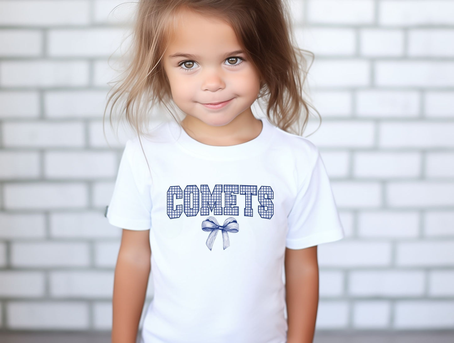 Comets checkered with bow tee