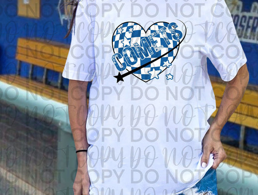 Comets Checkered Heart Tee