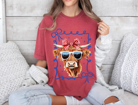 Cow with Glasses checkered bow brandedbybarta