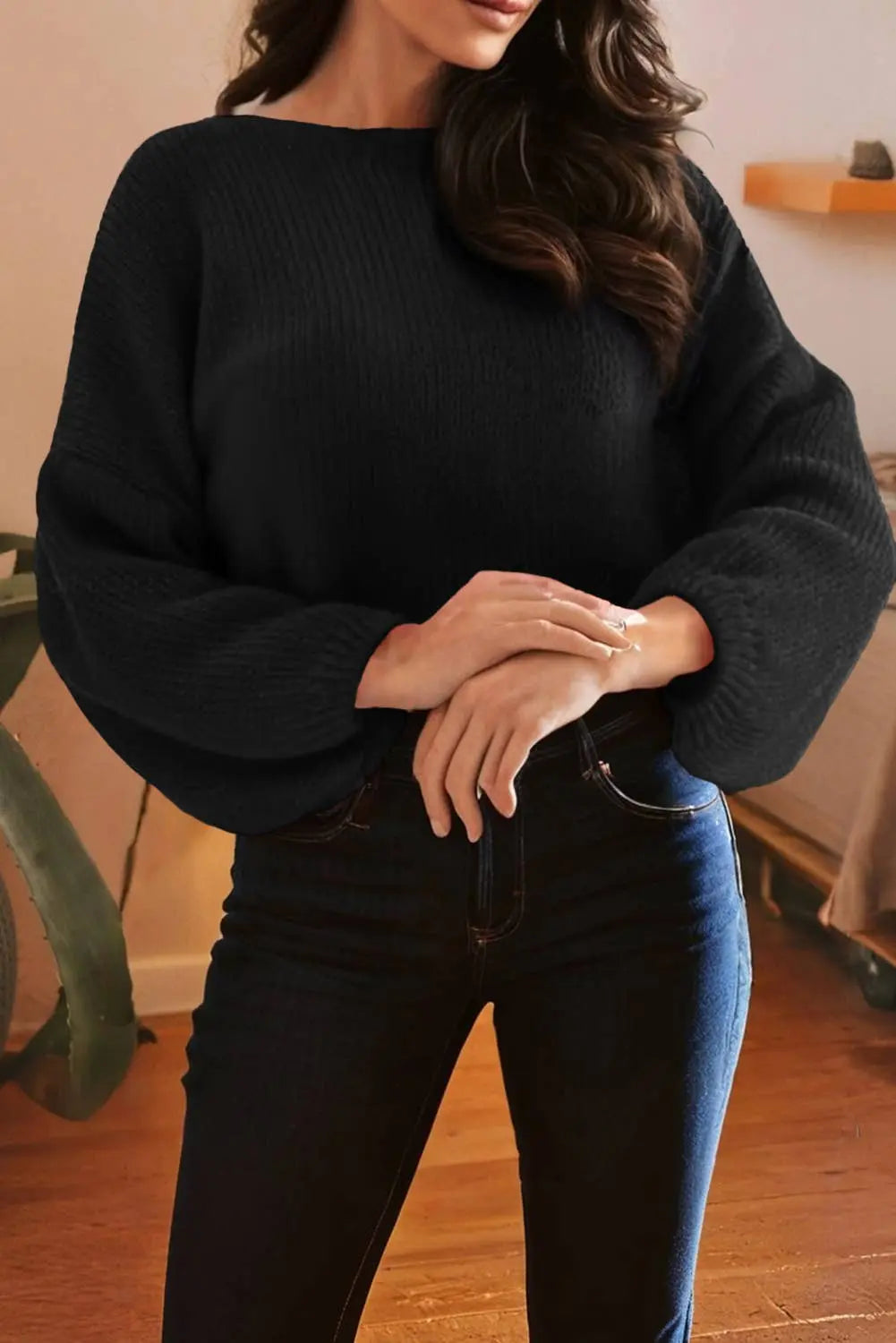 LDC Bow Backless Bubble Sleeve Festive Sweater Little Daisy Closet