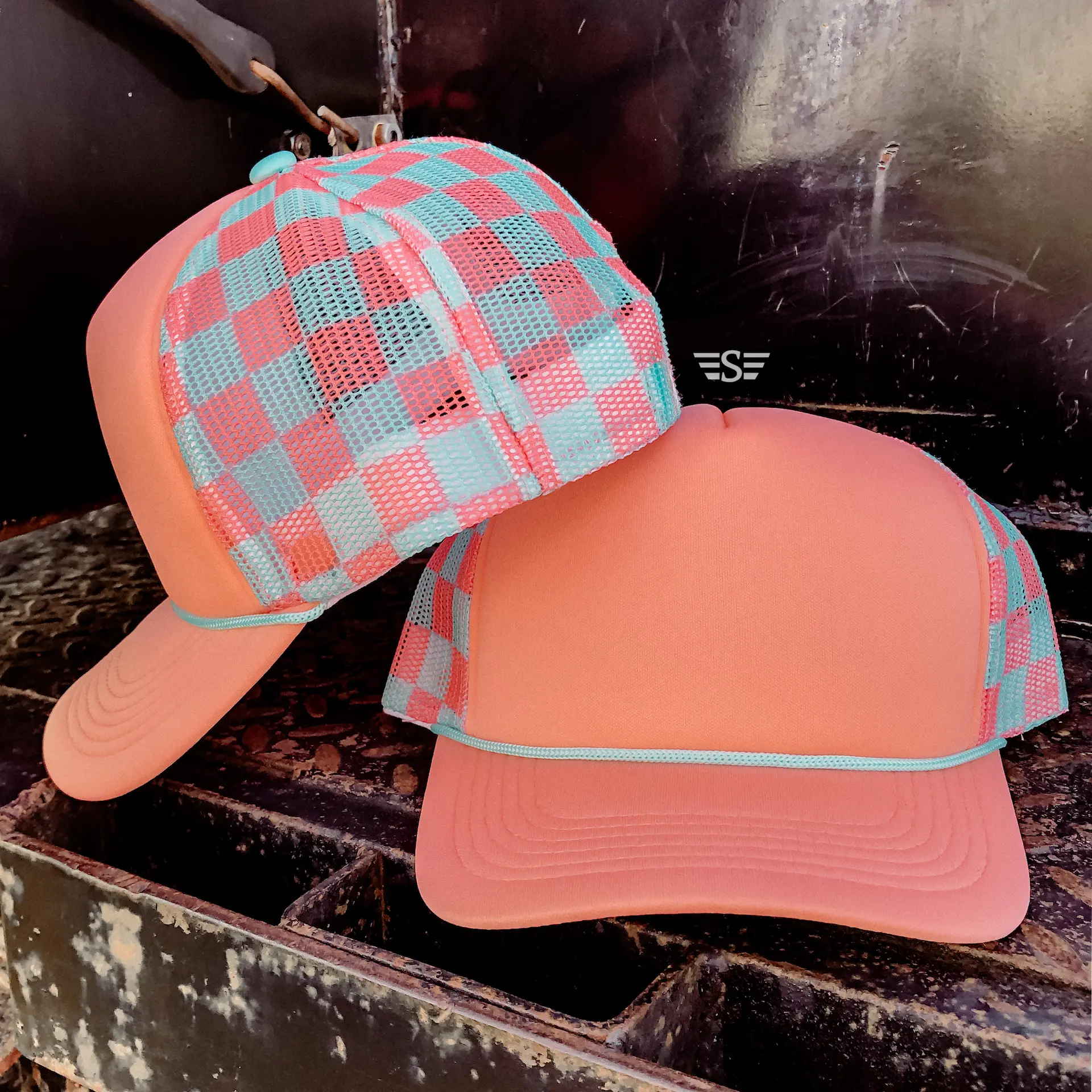 Checkered Mesh Back Foam Trucker Cap - Branded By Barta
