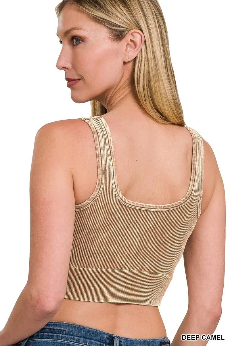 Washed Rib Square neck Crop Tank - Branded By Barta