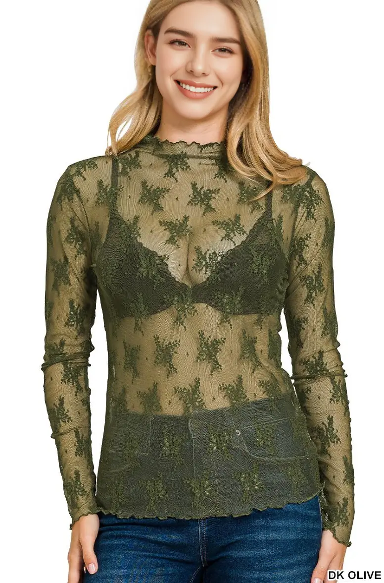 Lace See Through Layering Top As shown 42POPS