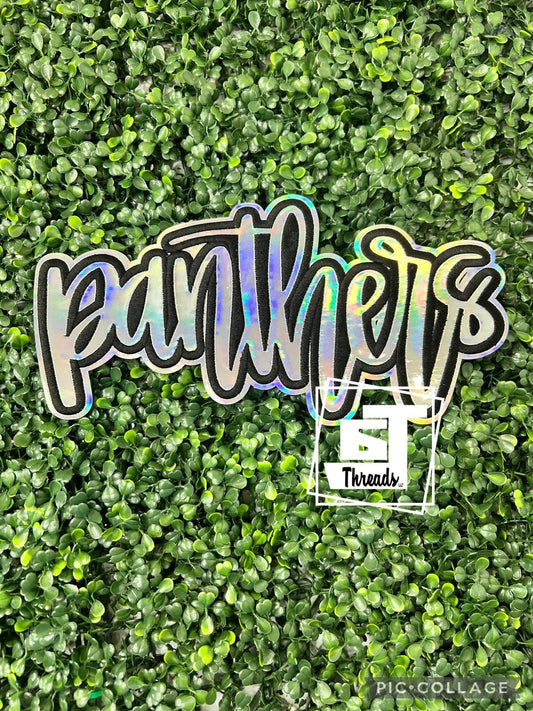 Holographic Cursive Panthers....Patches Only 6j Threads LLC
