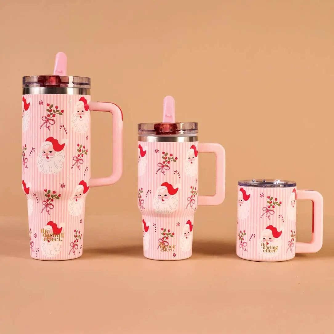 20 oz Lifestyle Flip Straw Tumbler-Holly Jolly Santa The Darling Effect