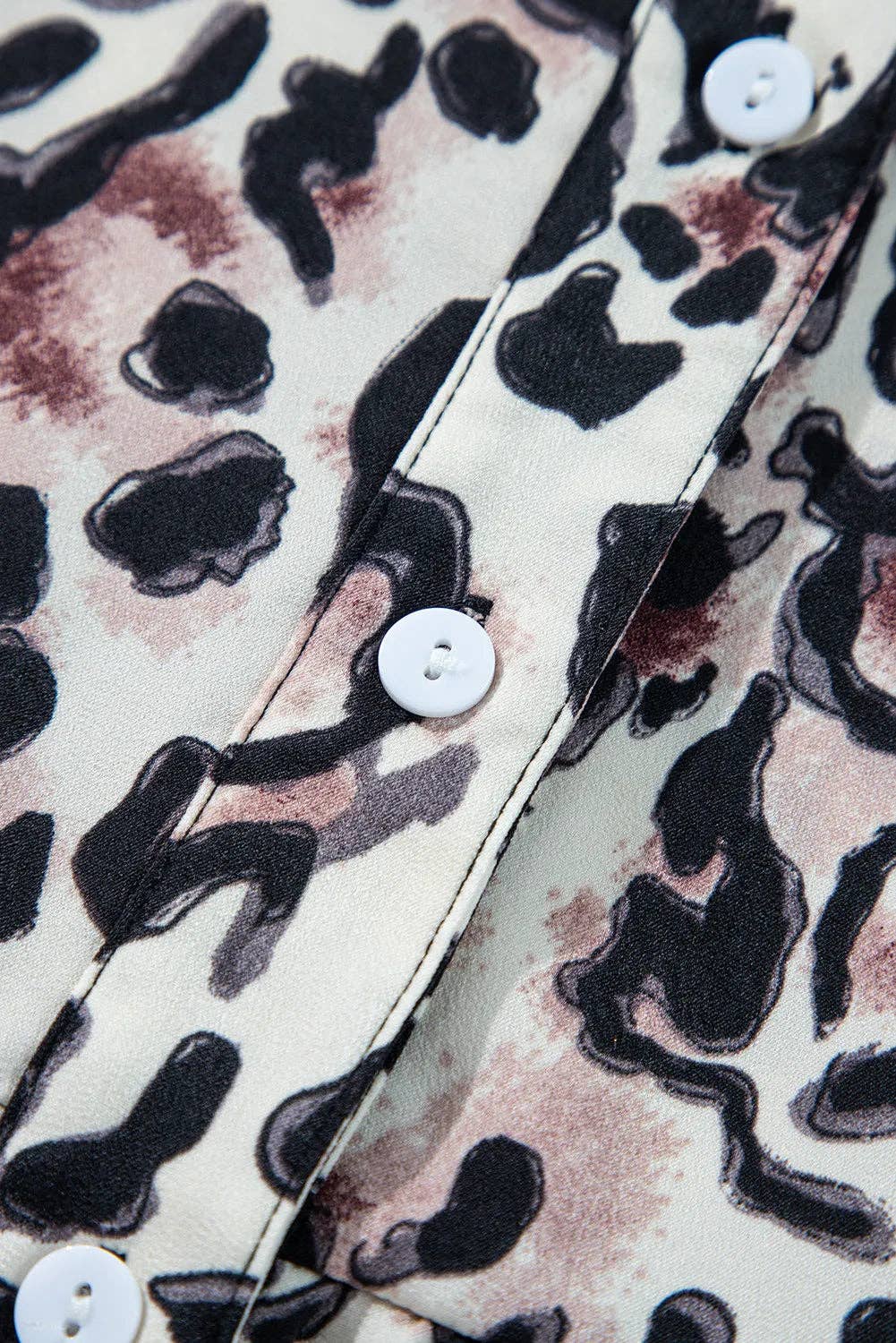 Leopard Print Buttoned Front 3/4 Sleeve Tiered Ruffled Hem Dress - Branded By Barta