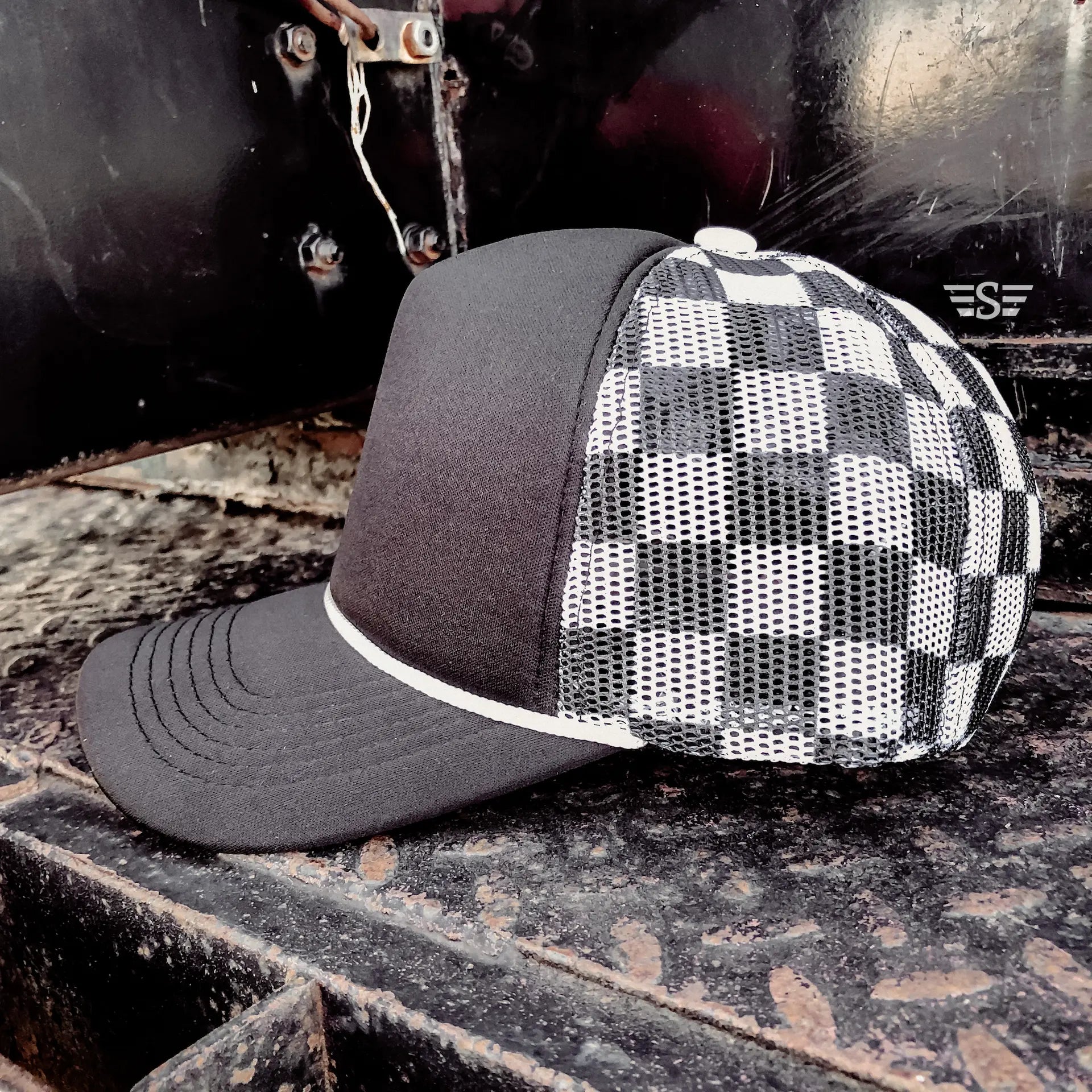 Checkered Mesh Back Foam Trucker Cap - Branded By Barta