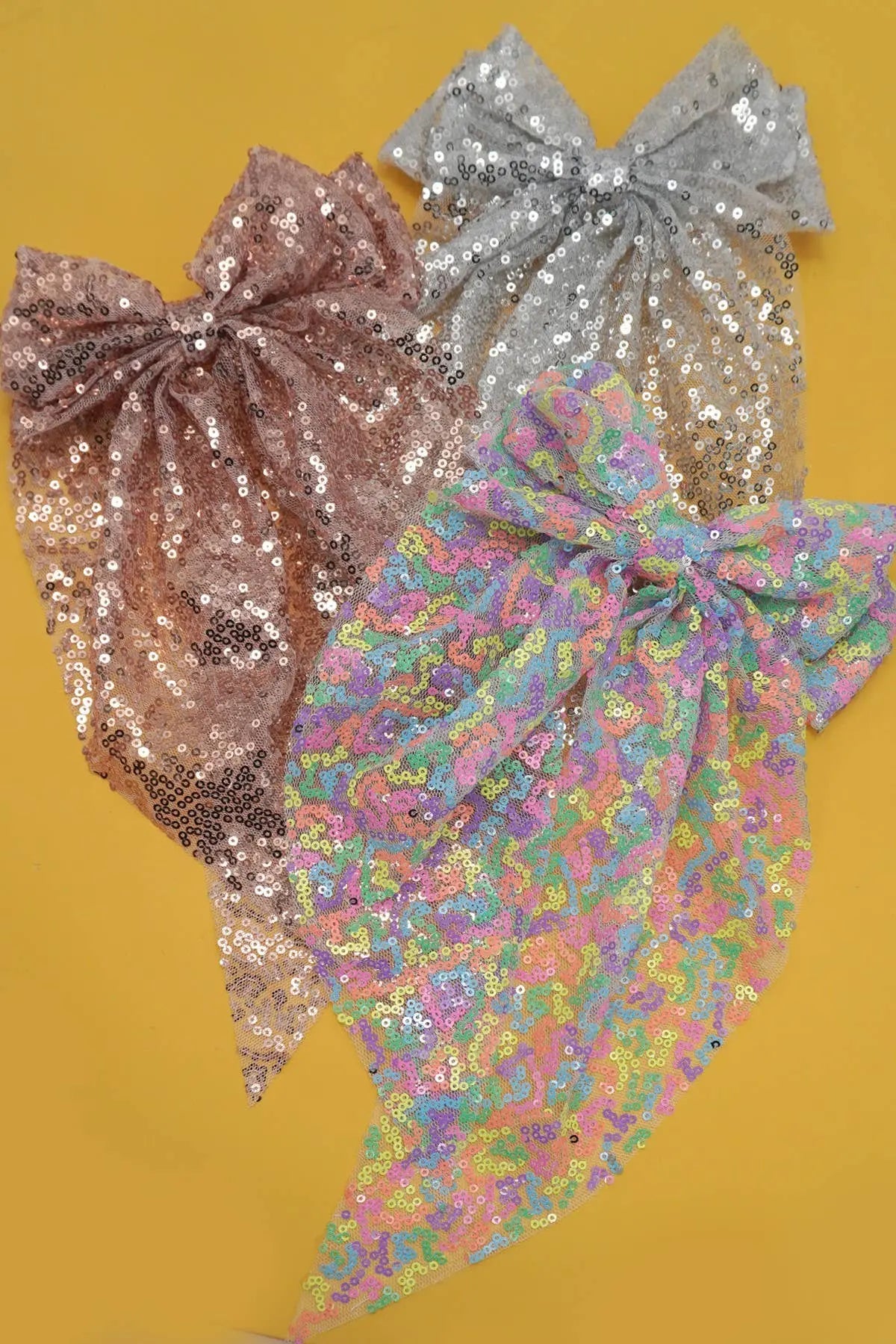 SEQUIN GLITTER ORGANZA BOW RIBBON HAIR CLIPS | 40H921 JOSSLYN by wall to wall