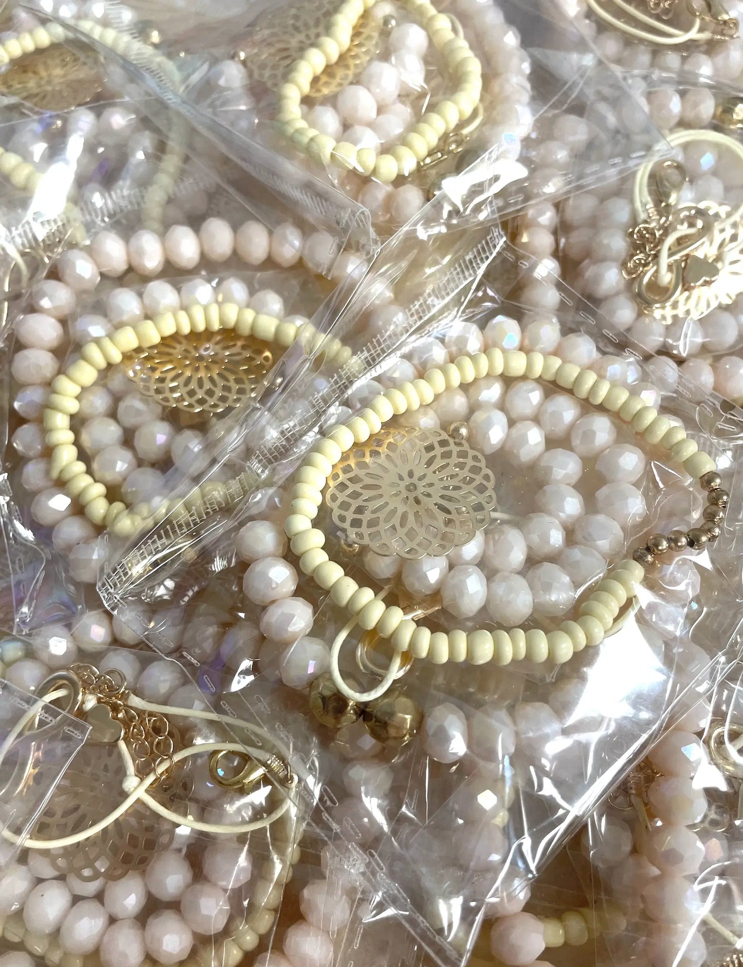 Pink, White + Rose Gold Stretchy Bracelets Kate Tuesday Jewelry