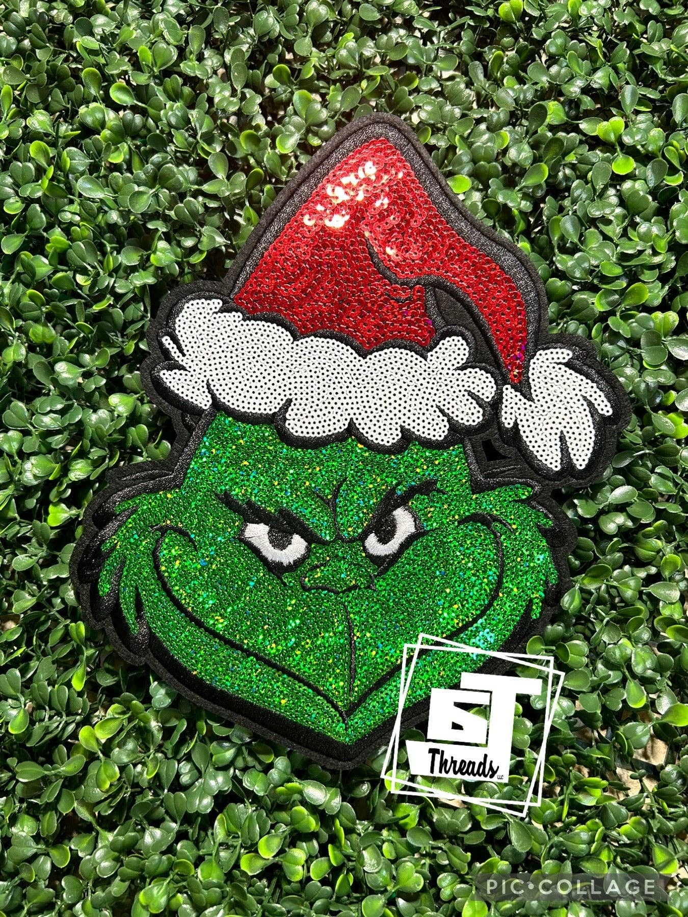 Sequin Grinch....Patches Only 6j Threads LLC