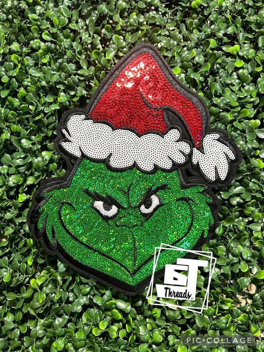 Sequin Grinch....Patches Only 6j Threads LLC