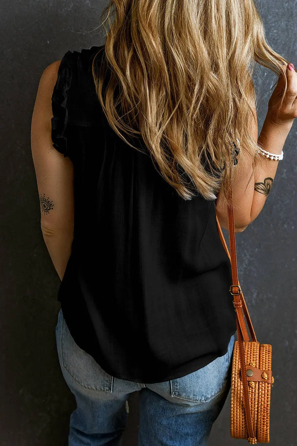 Ruffle Trim Tank Top - Branded By Barta