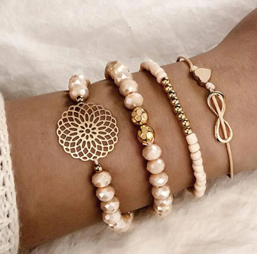 Pink, White + Rose Gold Stretchy Bracelets Kate Tuesday Jewelry