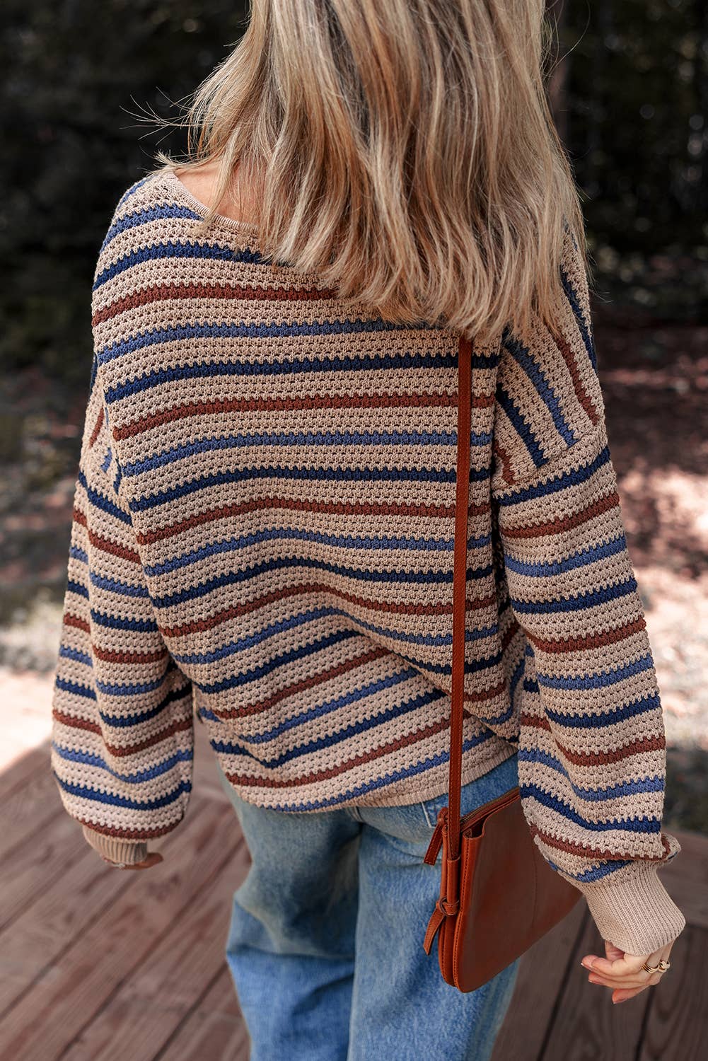 LDC Striped Knitted Drop Shoulder Crew Neck Sweater Little Daisy Closet