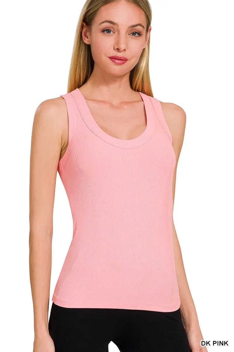 Ribbed Scoop Neck Tank Top - Branded By Barta