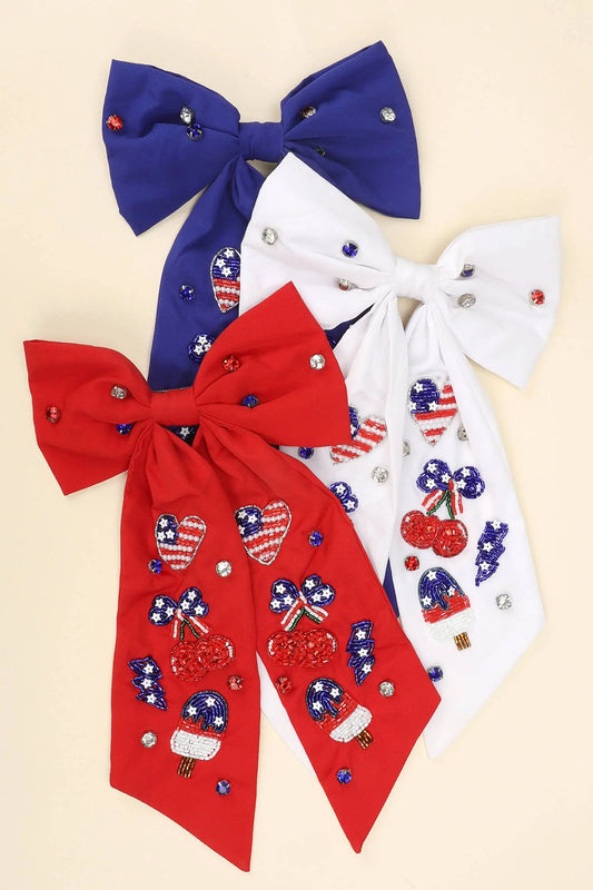 American Celebration Theme Crystal Bead Star Sequin Barrette SP Sophia Collection