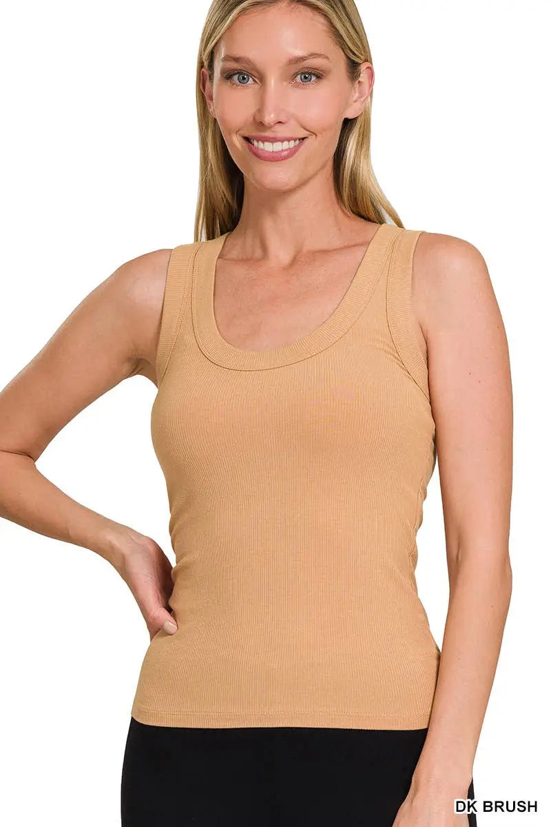 Ribbed Scoop Neck Tank Top - Branded By Barta