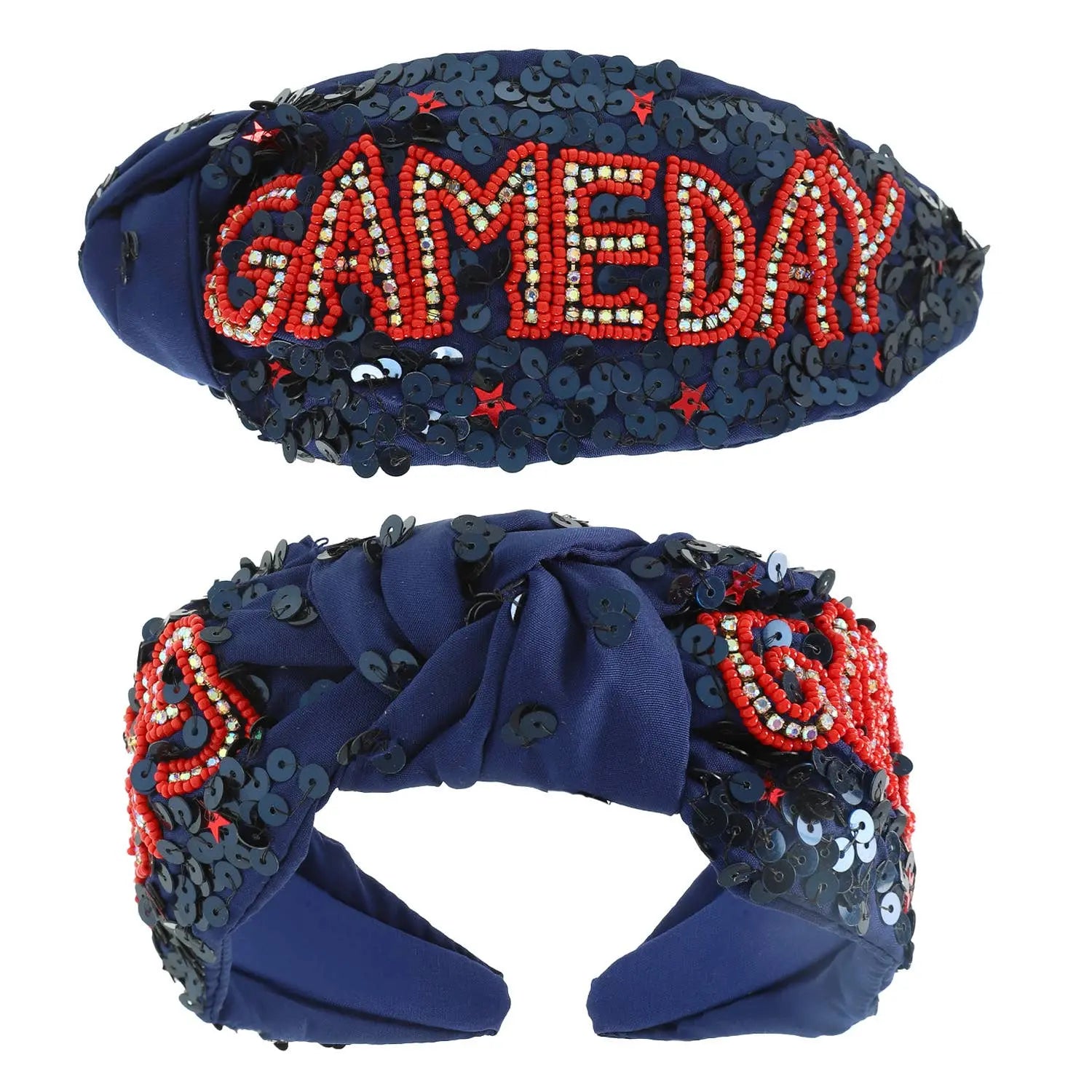 Game Day Top Knotted Jeweled Beaded Headband SP Sophia Collection