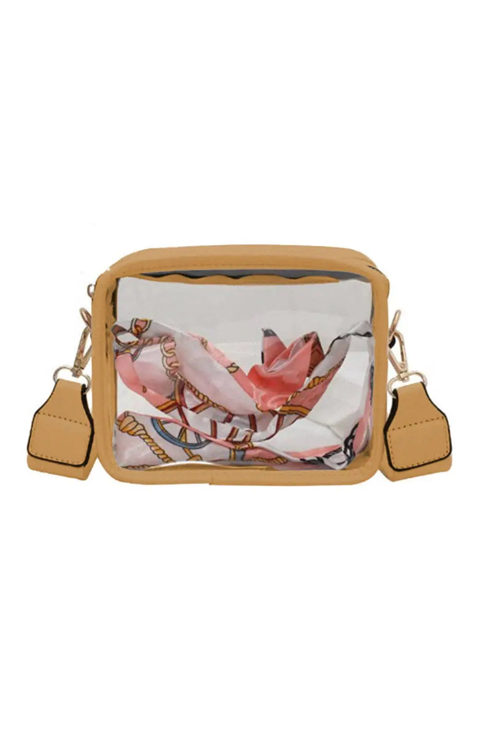 Mustard Clear PVC Leather Strap Crossbody Bag Lovesoft