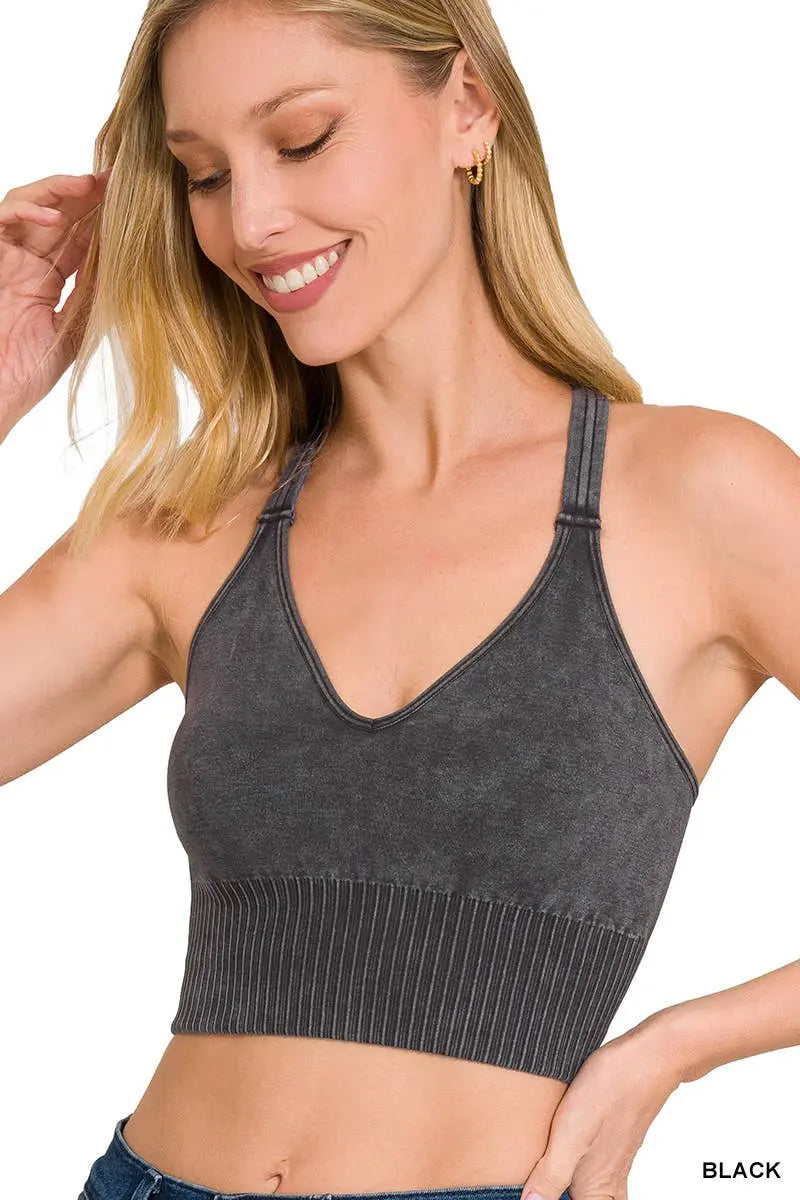 Washed Seamless Bra Cross Back - Branded By Barta