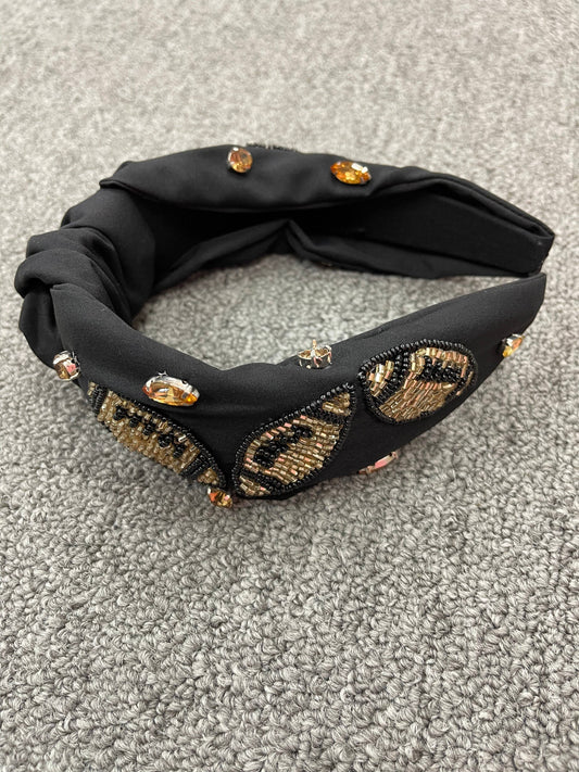 Black/gold Football headband Treasure Jewels Inc.