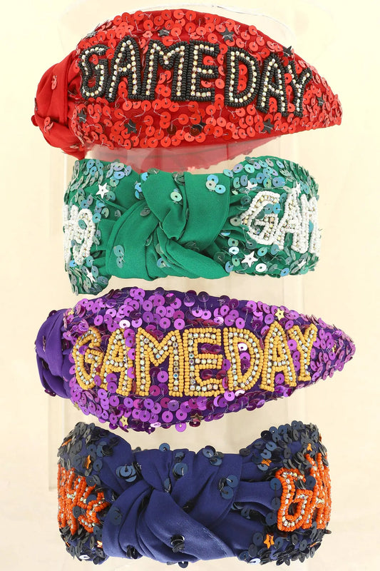 Game Day Top Knotted Jeweled Beaded Headband SP Sophia Collection