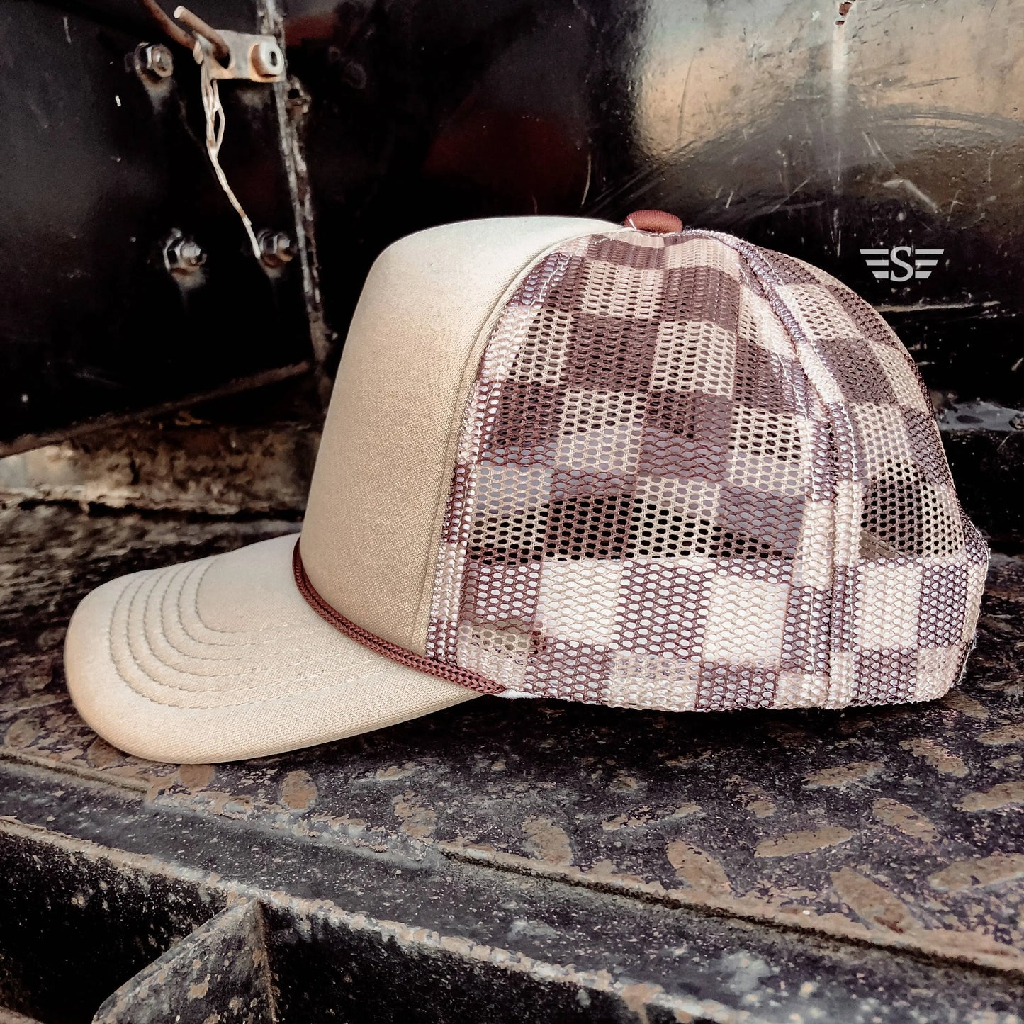 Checkered Mesh Back Foam Trucker Cap - Branded By Barta