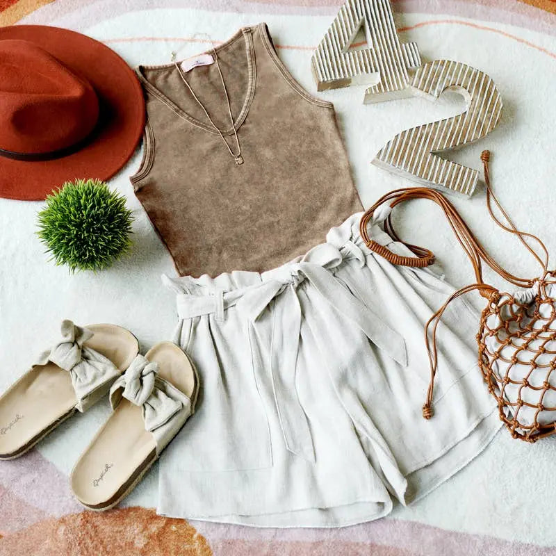 Mineral Wash Bodysuit W/ Snap Buttons - Branded By Barta