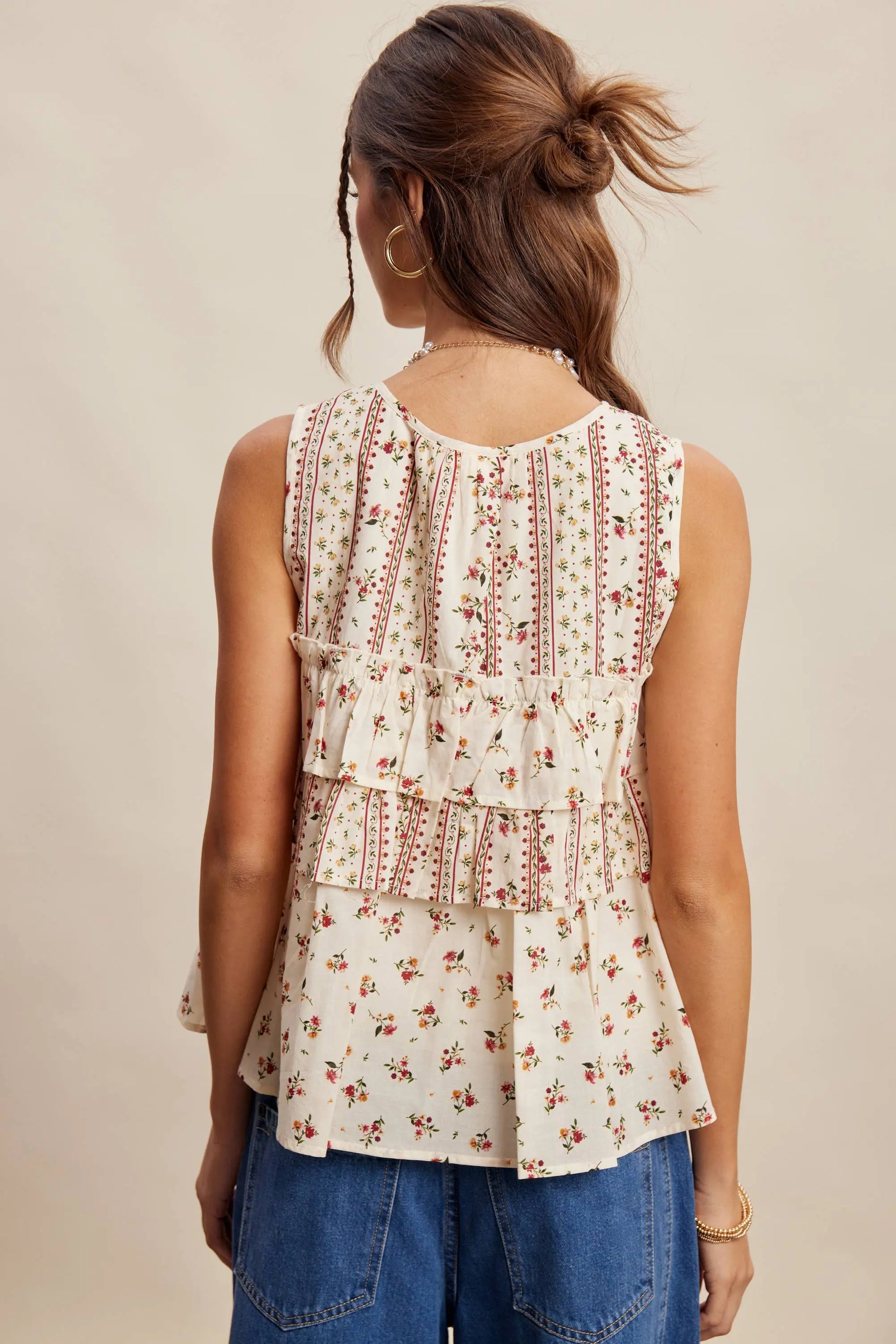 Floral Tiered Ruffle Tie-Front Top LT1465 Listicle