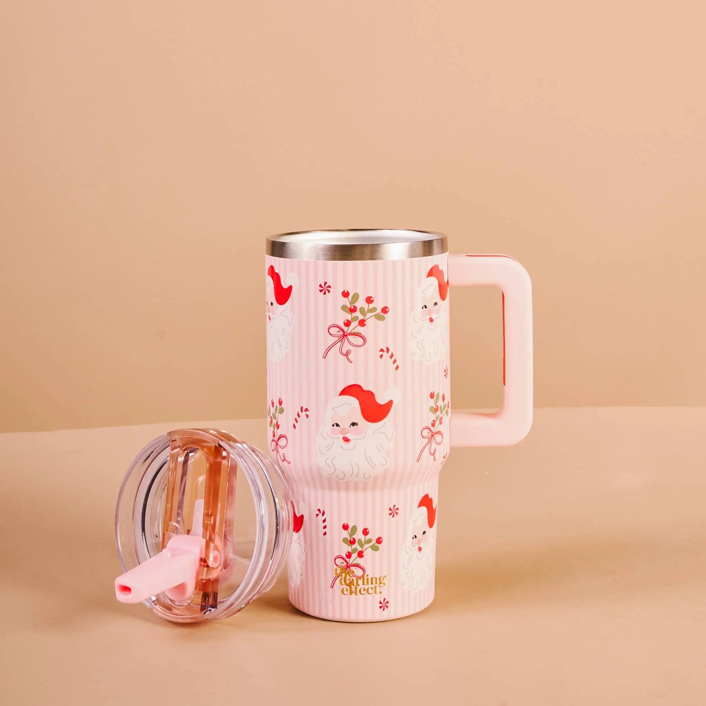 20 oz Lifestyle Flip Straw Tumbler-Holly Jolly Santa The Darling Effect